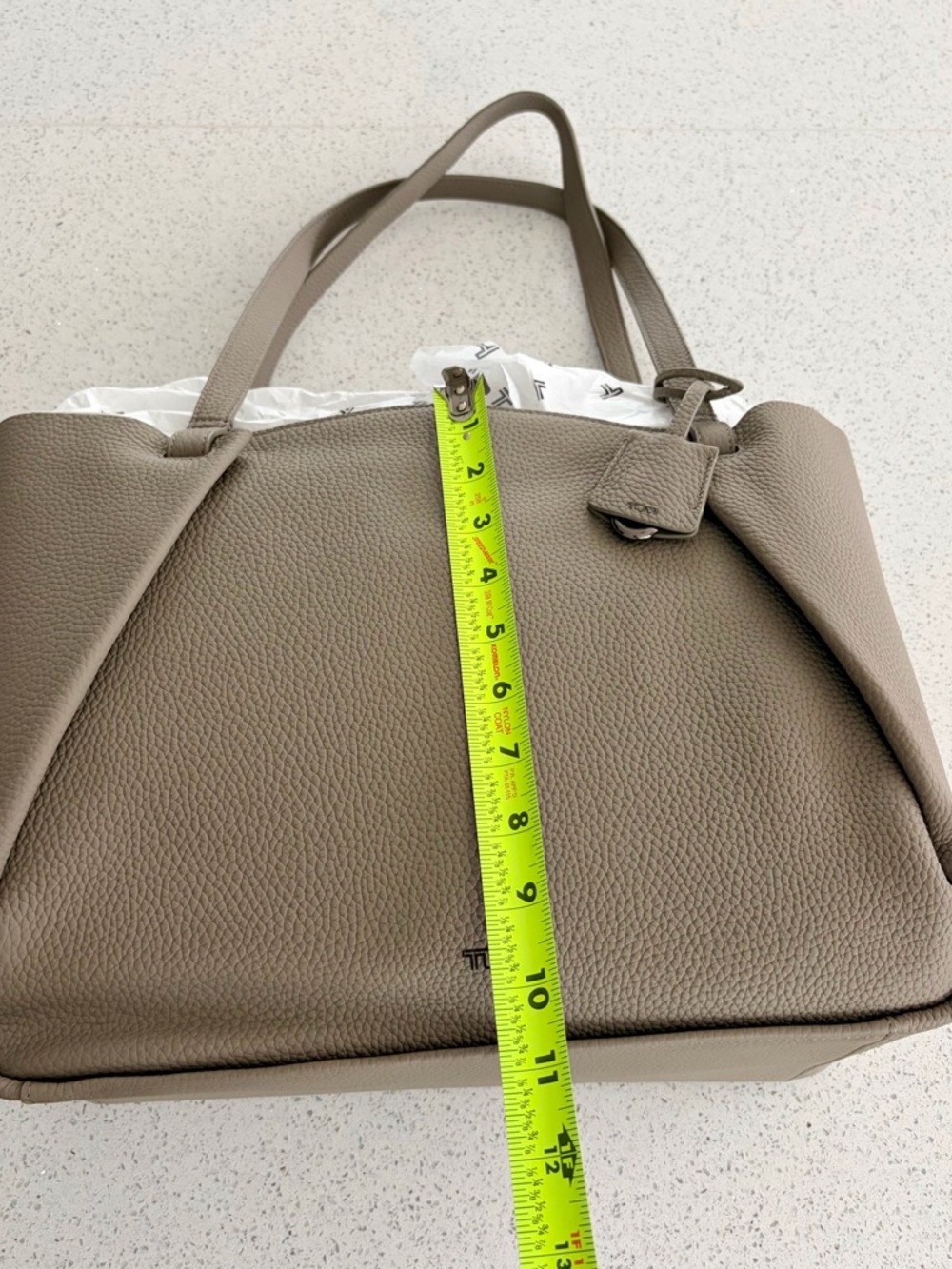 TUMI Georgica Valerie Tote Pebbled Leather in Taupe Driftwood - Picture 9 of 11